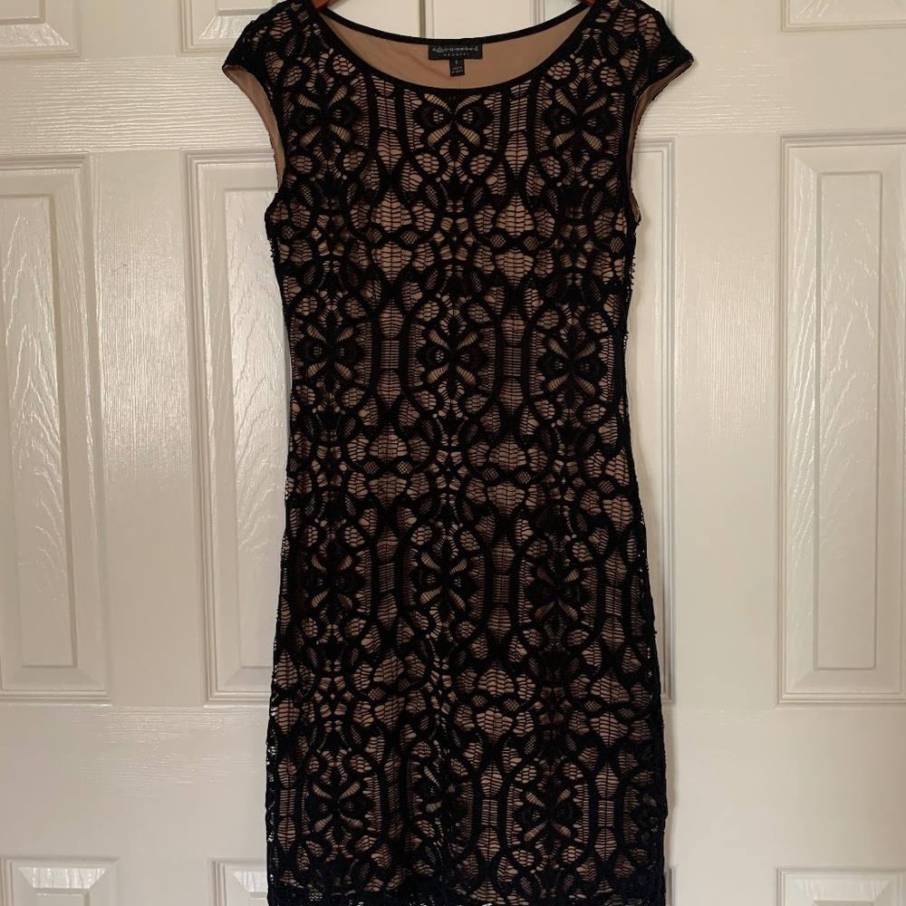Connected Apparel Lace Overlay Dress